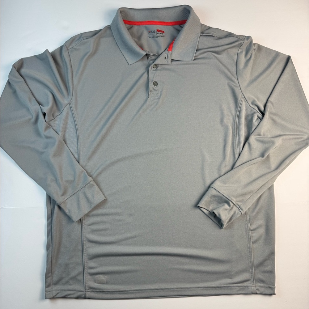 Fila Light Gray Long Sleeve Polo Shirt